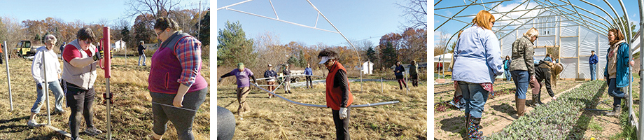 Farm Development Center staff and volunteers farming