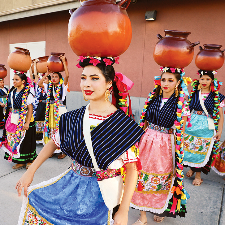 Members of the Misantla Ballet Folklórico practice a traditional dance