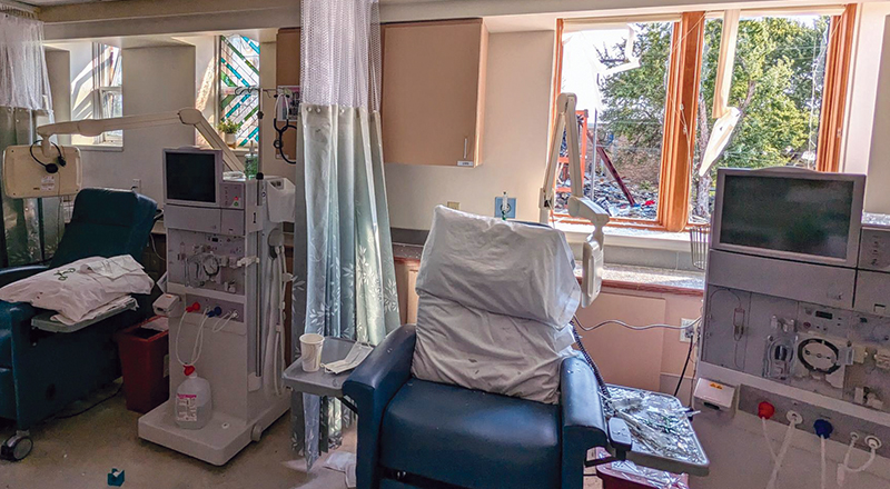 The dialysis unit was among the spaces at Avera St. Anthony’s Hospital damaged in the blast.